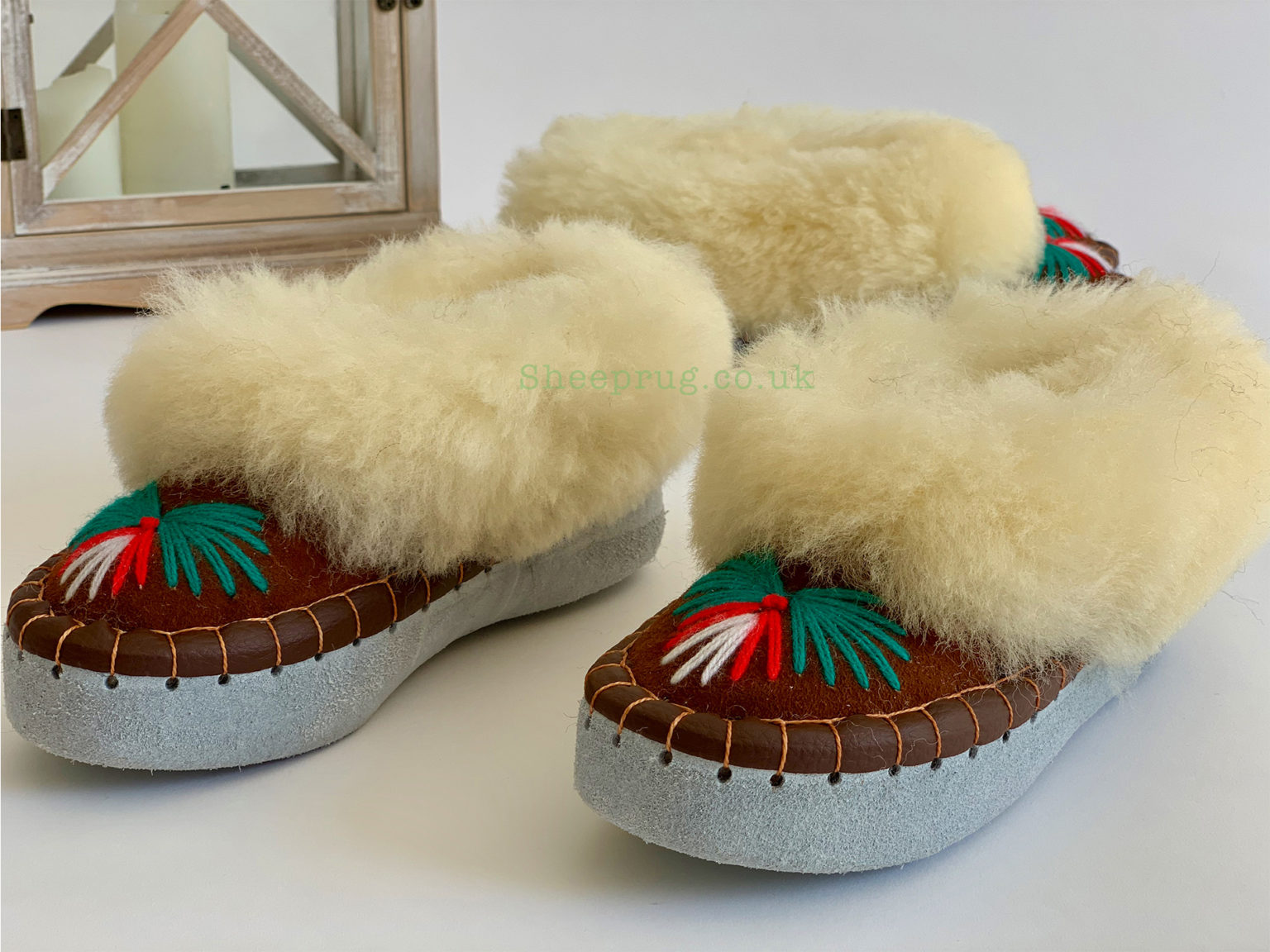 Womens Brown Sheepskin Slippers 100 Made Of Real Wool And Leather