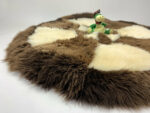 Sheepskin Fur Rug Hide Pelt Skin Leather 100% Natural Wool Handmade White / Brown Very Soft and Fluffy - Image 2