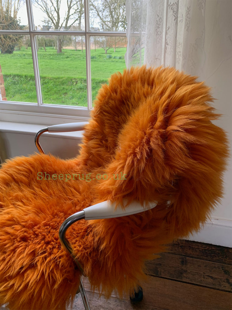 Tiger Orange Sheepskin Rug 100% Natural Wool Made of British Sheep ...