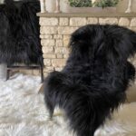 Black Icelandic Sheepskin rug fur 100% Natural Wool - Long Fur, NATURAL BLACK COLOUR - NOT DYED