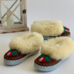 Womens Brown Sheepskin slippers 100% made of real Wool and Leather