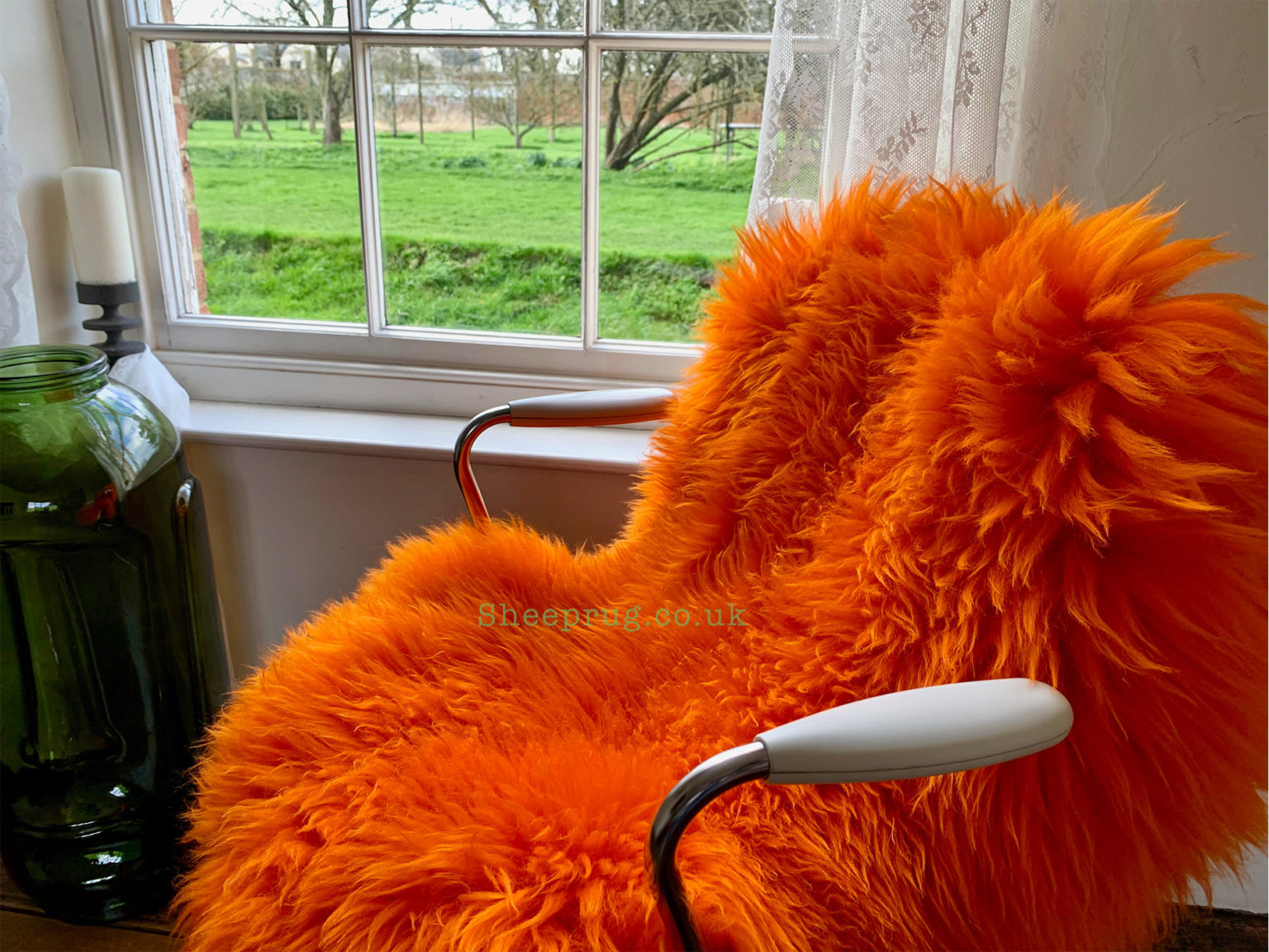 Orange Sheepskin rug fur 100 Natural made of English Sheep Sheeprug