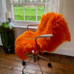 Orange Sheepskin rug fur 100% Natural made of English Sheep