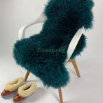 Teal Sheepskin rug fur 100% Natural wool made of English Sheep