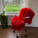 Red Sheepskin rug fur 100% Natural Wool Made of English Sheep