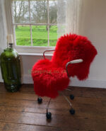 Red Sheepskin rug fur 100% Natural Wool Made of English Sheep