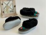 Womens Black Sheepskin slippers 100% made of real Wool and Leather - Image 3
