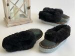 Mens Black Sheepskin slippers 100% made of real Wool and Leather - Image 2
