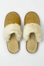 Luna Beige Sheepskin slippers 100% made of real Sheepskin and Leather - Image 5