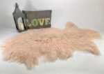 Baby Pink Tibetan Sheepskin rug leather 100% Natural