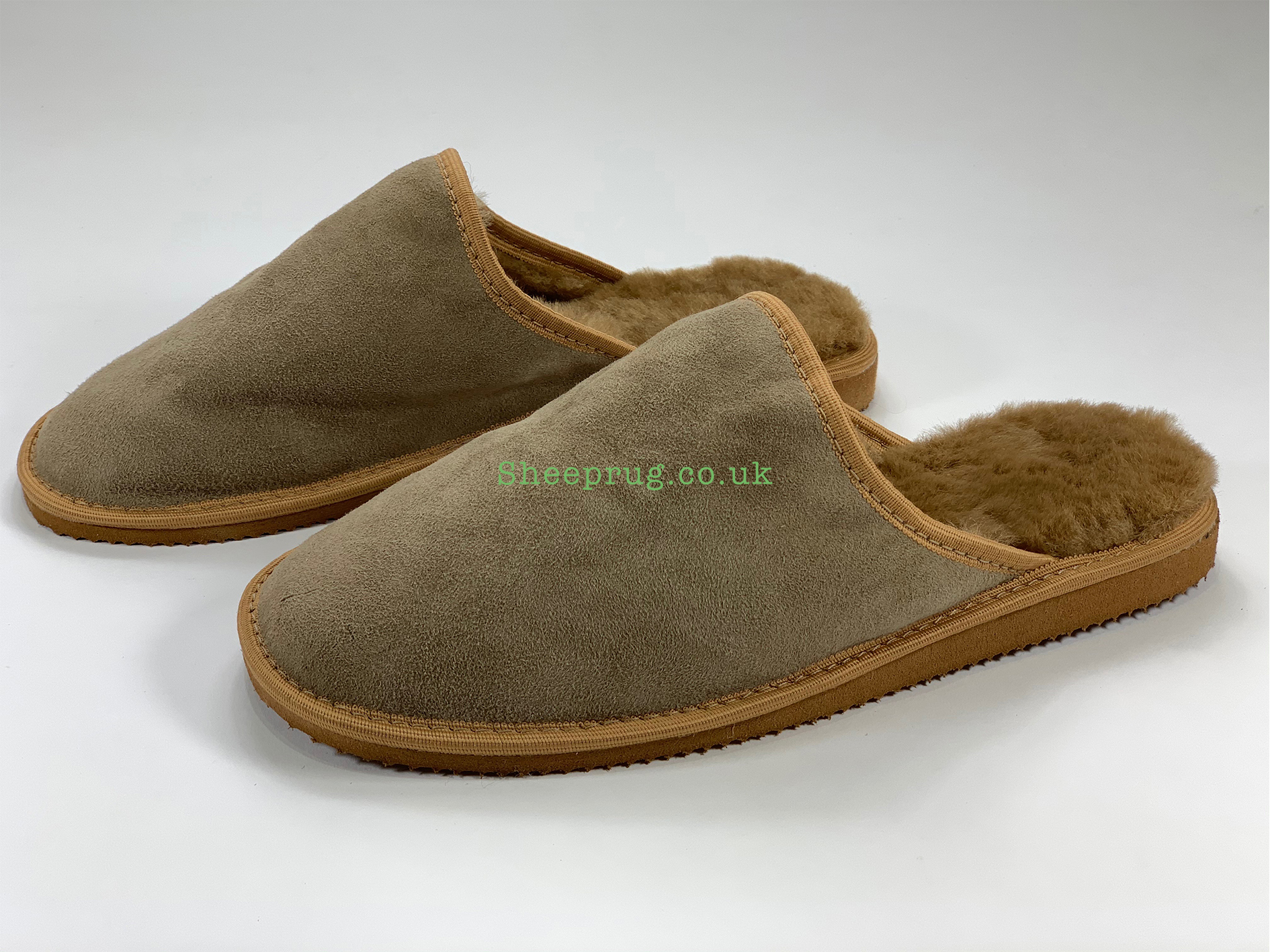 Men’s Brown Sheepskin slippers 100 made of real Wool and Leather