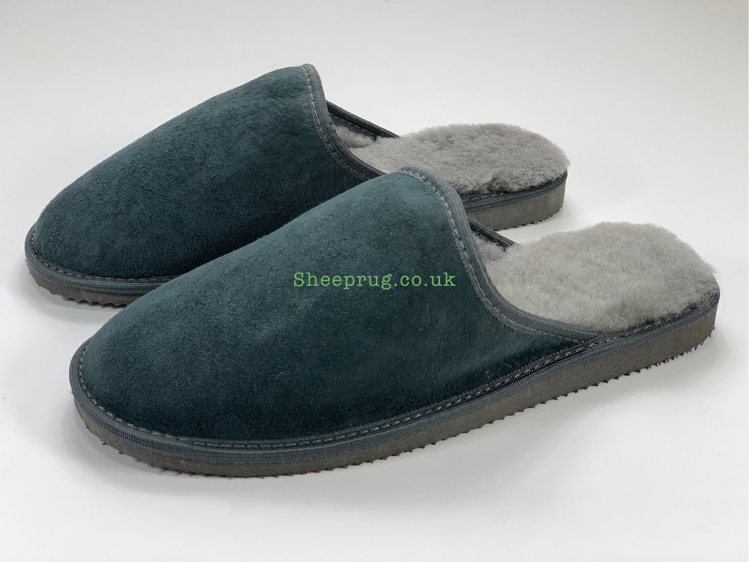 navy sheepskin slippers