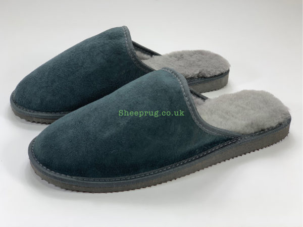 navy sheepskin slippers