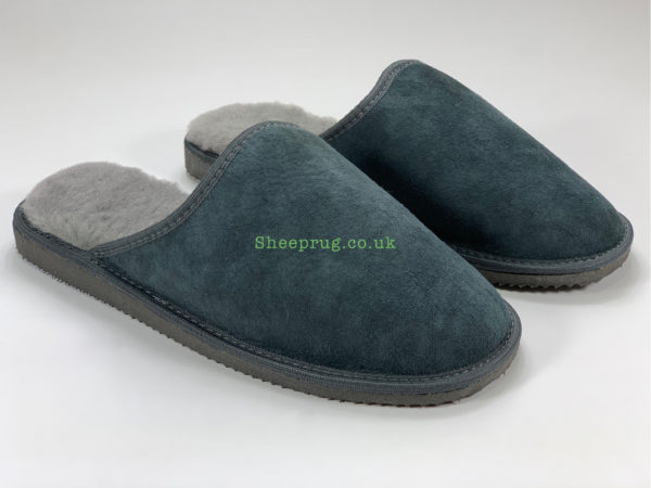 navy sheepskin slippers