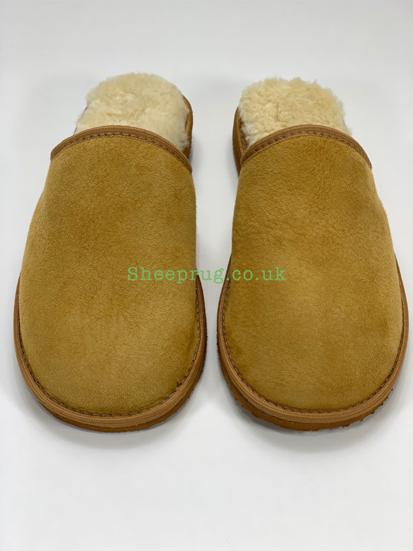 mens tan sheepskin slippers