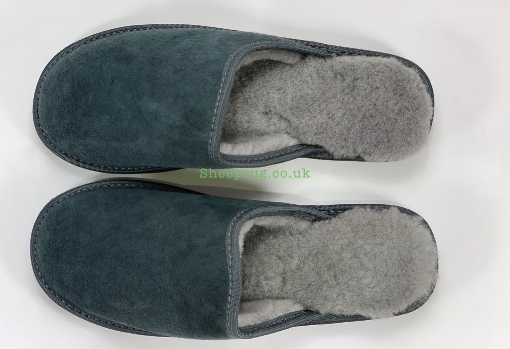 navy sheepskin slippers