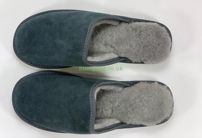 navy sheepskin slippers