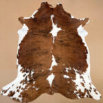 XXL 7.5 ft x 6 ft Brown & White Cowhide rug 100% Natural C202146