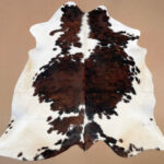 XXL 7.4 ft x 7.2 ft Brown & White Cowhide rug 100% Natural C202147