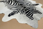 Zebra printed Cowhide rug leather 100% Natural C202140 - Image 2