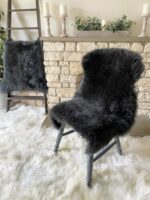 New Zealand Dark Grey Sheepskin rug 100% Natural