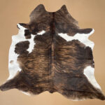 XXL 6.8 ft x 6.4 ft Brown & White Cowhide rug 100% Natural C202141