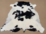Black & White Calf leather rug / Cowhide rug 100% Natural Leather C202006