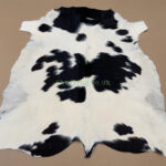 Black & White Calf leather rug / Cowhide rug 100% Natural Leather C202006