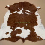 Brown & White Calf leather rug / Cowhide rug 100% Natural Leather C202012