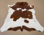 Brown & White Calf leather rug / Cowhide rug 100% Natural Leather C202013 - Image 6