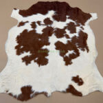 Brown & White Calf leather rug / Cowhide rug 100% Natural Leather C202015