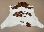 Brown & White Calf leather rug / Cowhide rug 100% Natural Leather C202019 - Image 4