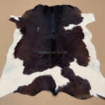 Brown & White Calf leather rug / Cowhide rug 100% Natural Leather C202001