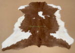 Brown & White Calf leather rug / Cowhide rug 100% Natural Leather C202017