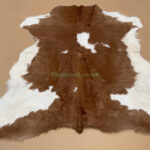 Brown & White Calf leather rug / Cowhide rug 100% Natural Leather C202017