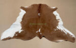 Brown & White Calf leather rug / Cowhide rug 100% Natural Leather C202011 - Image 4