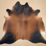 XXL 6.7 ft x 6.9 ft Brown & Black Cowhide rug 100% Natural C202149