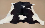Black & White Calf leather rug / Cowhide rug 100% Natural Leather C202002 - Image 5