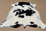 Black & White Calf leather rug / Cowhide rug 100% Natural Leather C202006 - Image 5