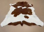 Brown & White Calf leather rug / Cowhide rug 100% Natural Leather C202013 - Image 4