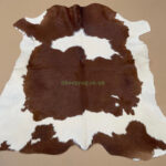 Brown & White Calf leather rug / Cowhide rug 100% Natural Leather C202018