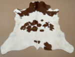 Brown & White Calf leather rug / Cowhide rug 100% Natural Leather C202019