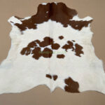 Brown & White Calf leather rug / Cowhide rug 100% Natural Leather C202019