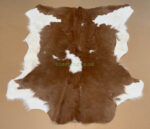 Brown & White Calf leather rug / Cowhide rug 100% Natural Leather C202017 - Image 4
