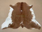 Brown & White Calf leather rug / Cowhide rug 100% Natural Leather C202011