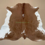 Brown & White Calf leather rug / Cowhide rug 100% Natural Leather C202011