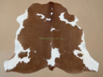 Brown & White Calf leather rug / Cowhide rug 100% Natural Leather C202009