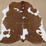 Brown & White Calf leather rug / Cowhide rug 100% Natural Leather C202009