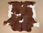 Brown & White Calf leather rug / Cowhide rug 100% Natural Leather C202007 - Image 4