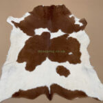 Brown & White Calf leather rug / Cowhide rug 100% Natural Leather C202013